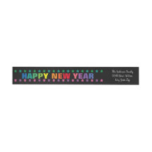 Rainbow Happy New Year - Long Return Address Label