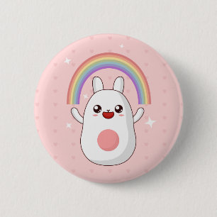 Rainbow Happy Rabbit 6 Cm Round Badge