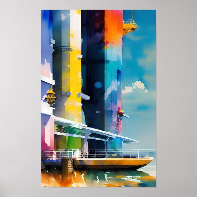 Rainbow Harbour WaterColor Poster  (Front)