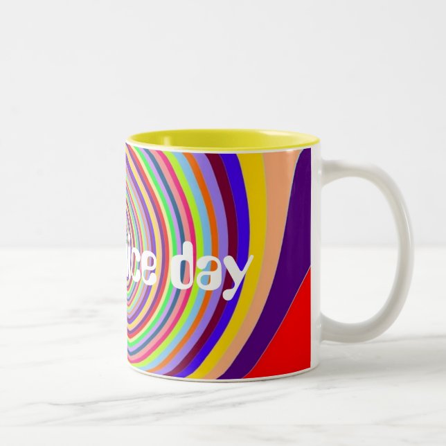 Rainbow Have a nice day psychedelic candy swirl Two-Tone Coffee Mug (Right)