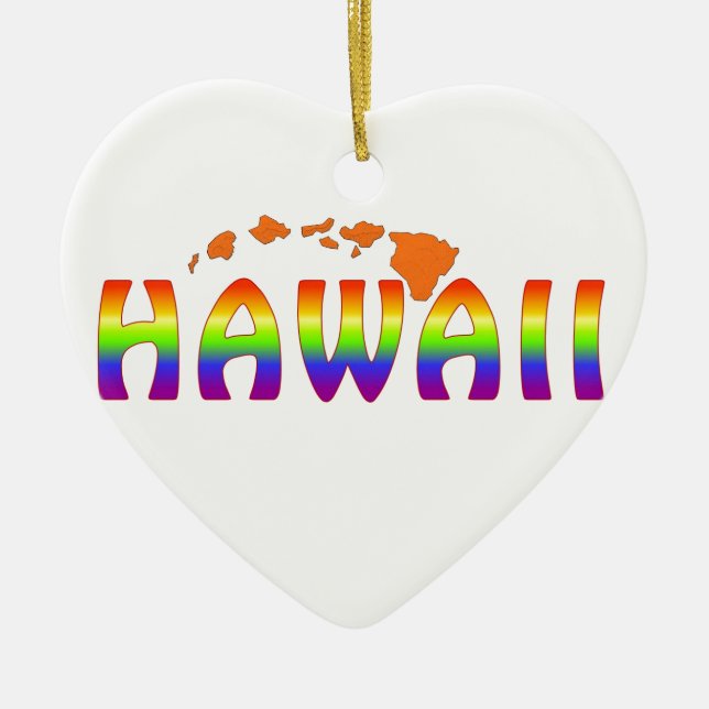 Rainbow Hawaii orange islands Ceramic Tree Decoration (Front)