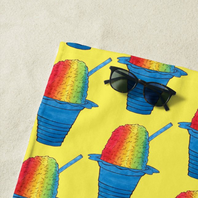 Rainbow Hawaiian Rainbow Shave Ice Dessert Hawaii Beach Towel (In Situ)
