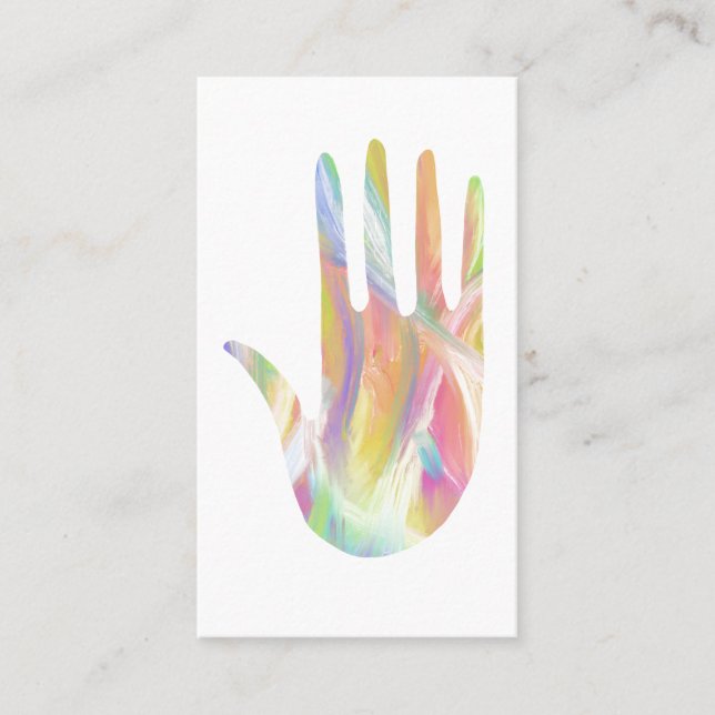 Rainbow Healing Hand painted back Business Card (Front)
