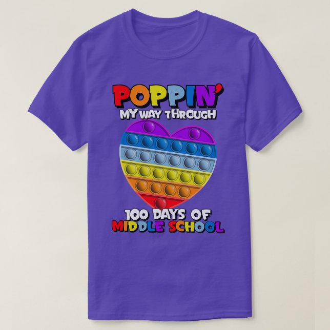 Rainbow Heart 100 Days of School1 T-Shirt (Design Front)