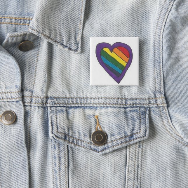 Rainbow Heart 15 Cm Square Badge (In Situ)