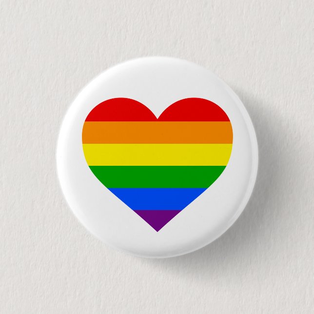 "RAINBOW HEART" 1.25-inch 3 Cm Round Badge (Front)