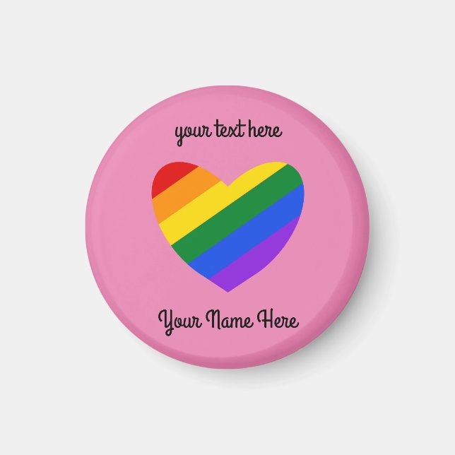 Rainbow Heart #1 Round Magnet (Front)