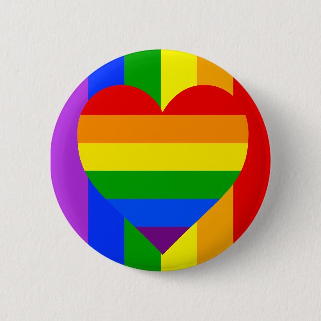 "RAINBOW HEART" 2.25-inch 6 Cm Round Badge (Front)