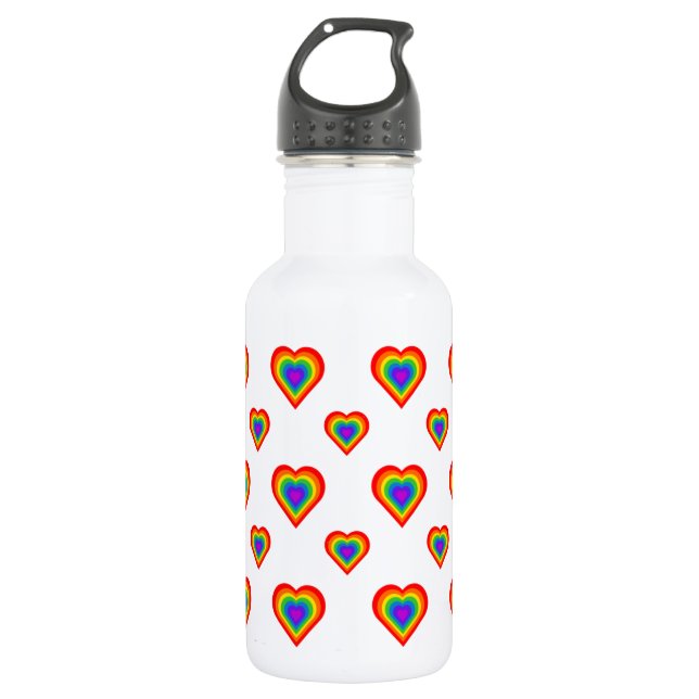 Rainbow Heart 532 Ml Water Bottle (Front)