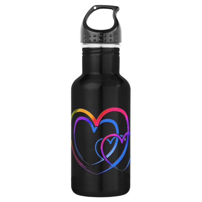 Rainbow heart 532 ml water bottle (Front)
