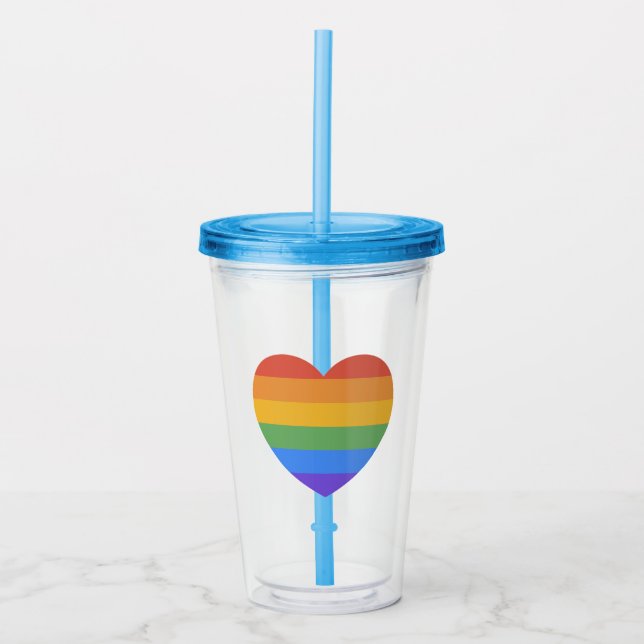Rainbow Heart Acrylic Tumbler (Front)
