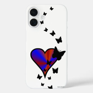 Rainbow Heart and Butterfly iPhone 16 Case