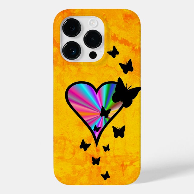 Rainbow Heart and Butterfly Case-Mate iPhone Case (Back)