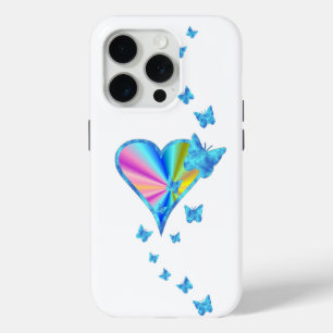 Rainbow Heart and Butterfly iPhone 15 Pro Case
