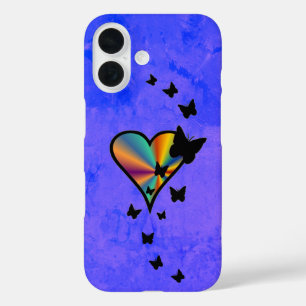 Rainbow Heart and Butterfly iPhone 16 Case