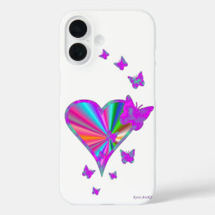 Rainbow Heart and Butterfly iPhone 16 Case