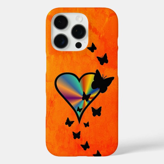 Rainbow Heart and Butterfly Case-Mate iPhone Case (Back)