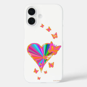 Rainbow Heart and Butterfly iPhone 16 Case