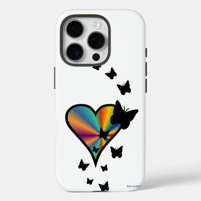 Rainbow Heart and Butterfly Case-Mate iPhone Case (Back)