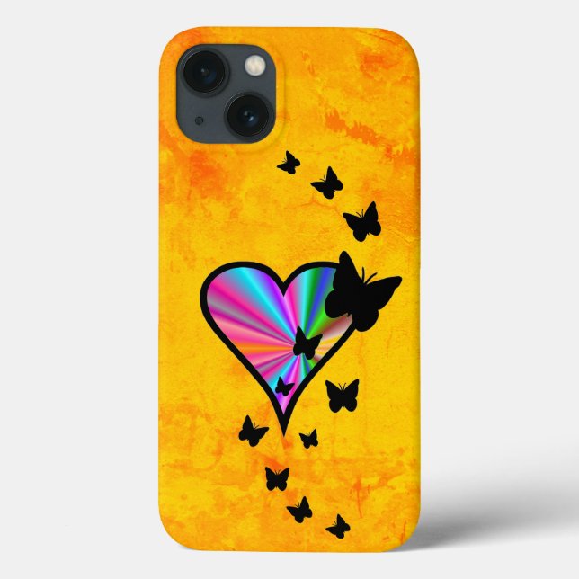 Rainbow Heart and Butterfly Case-Mate iPhone Case (Back)