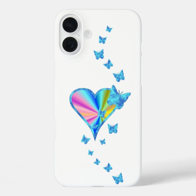 Rainbow Heart and Butterfly Case-Mate iPhone Case (Back)