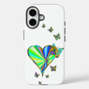 Rainbow Heart and Butterfly iPhone 16 Case