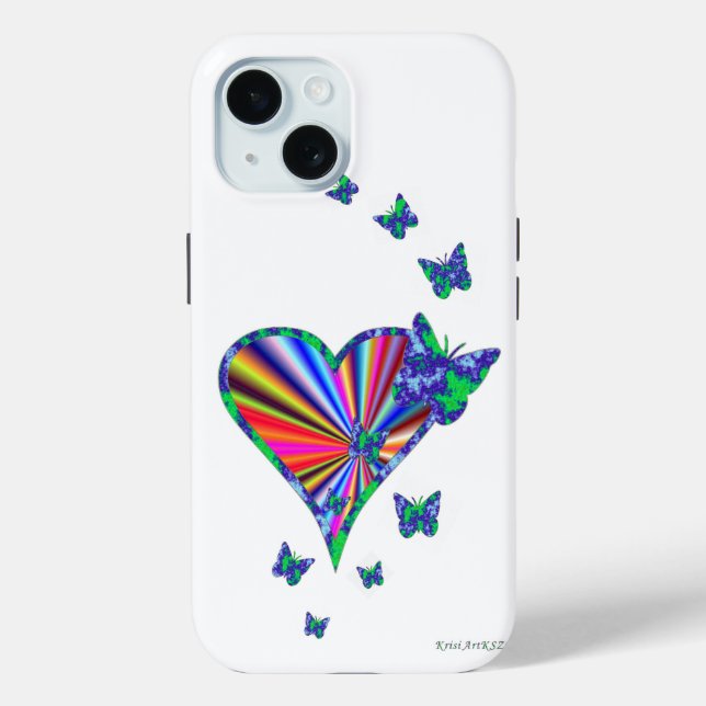 Rainbow Heart and Butterfly Case-Mate iPhone Case (Back)