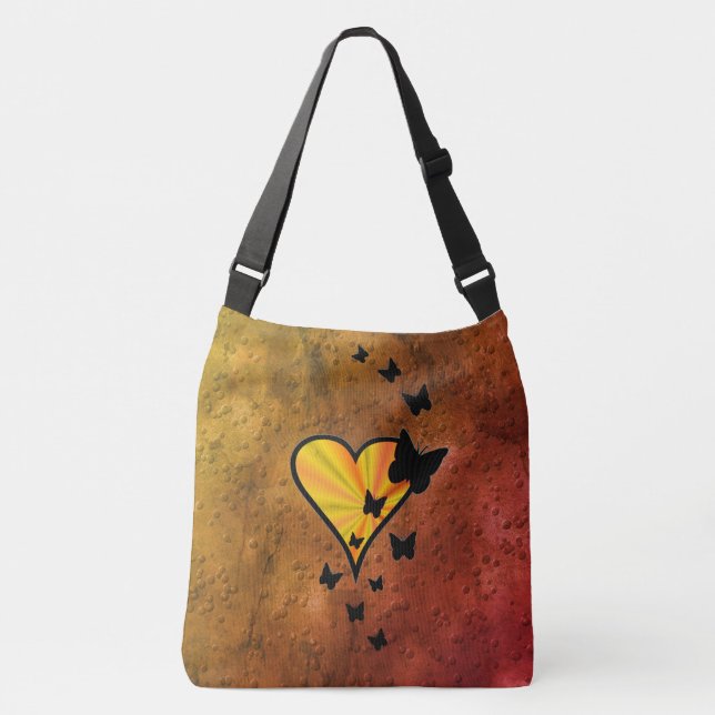 Rainbow Heart and Butterfly Crossbody Bag (Front)
