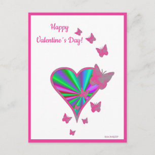 Rainbow Heart and Butterfly Holiday Postcard