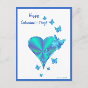 Rainbow Heart and Butterfly Holiday Postcard