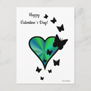 Rainbow Heart and Butterfly Holiday Postcard