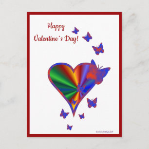 Rainbow Heart and Butterfly Holiday Postcard