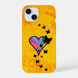 Rainbow Heart and Butterfly iPhone 15 Case
