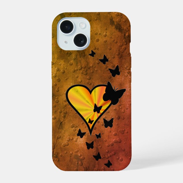 Rainbow Heart and Butterfly iPhone 15 Case (Back)