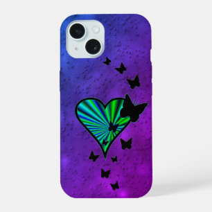 Rainbow Heart and Butterfly iPhone 15 Case