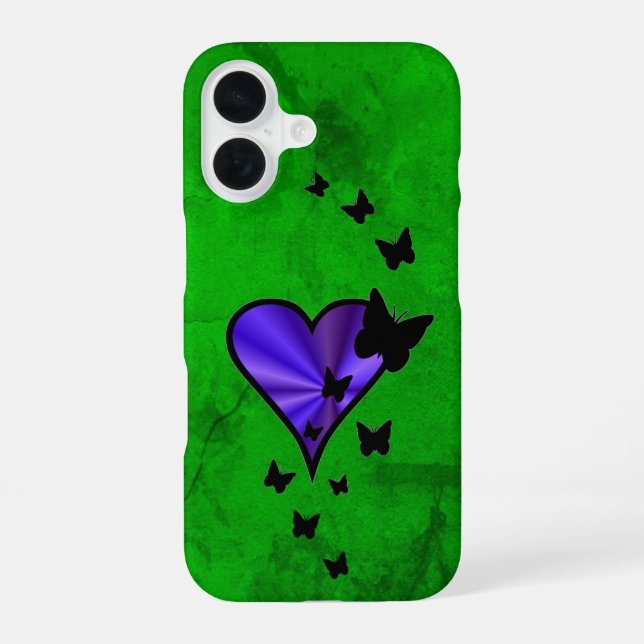 Rainbow Heart and Butterfly iPhone 16 Case (Back)