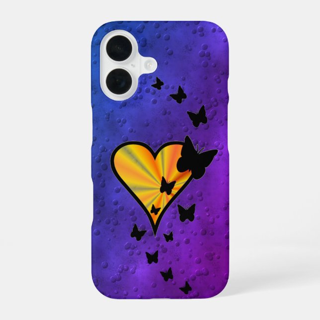 Rainbow Heart and Butterfly iPhone 16 Case (Back)