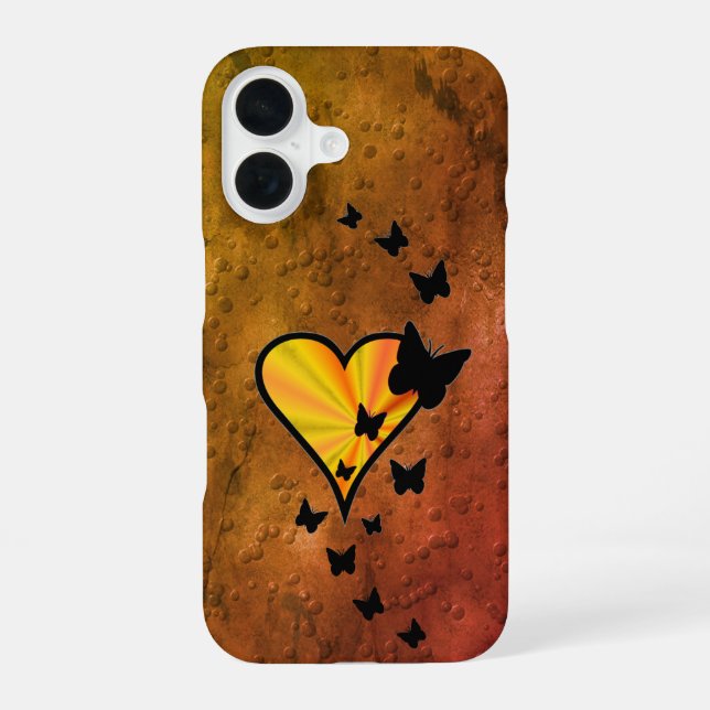 Rainbow Heart and Butterfly iPhone 16 Case (Back)