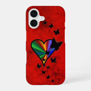 Rainbow Heart and Butterfly iPhone 16 Case