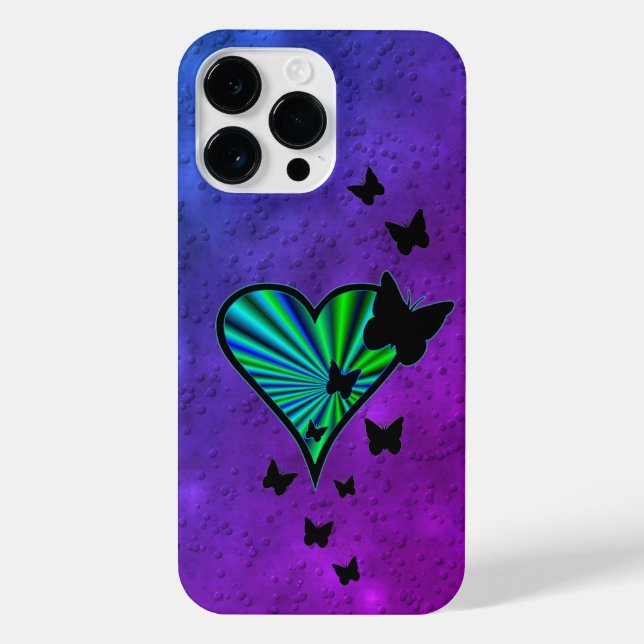 Rainbow Heart and Butterfly iPhone Case (Back)