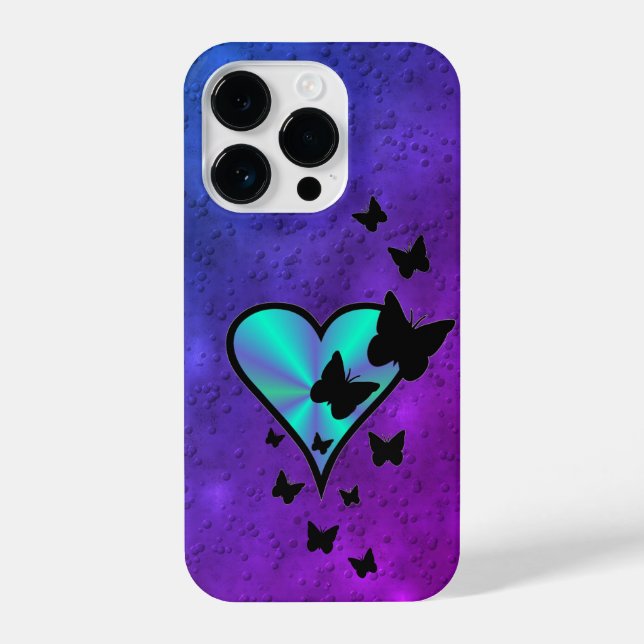 Rainbow Heart and Butterfly iPhone Case (Back)