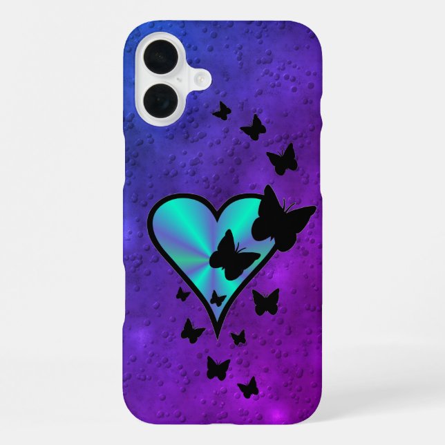 Rainbow Heart and Butterfly iPhone Case (Back)