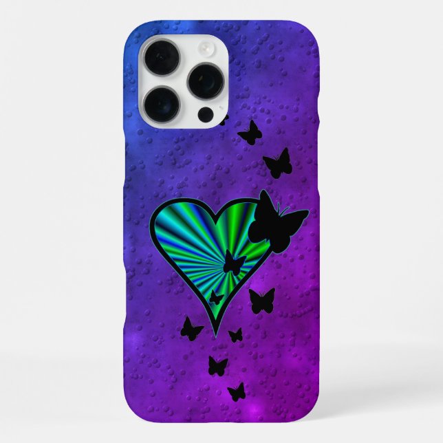 Rainbow Heart and Butterfly iPhone Case (Back)