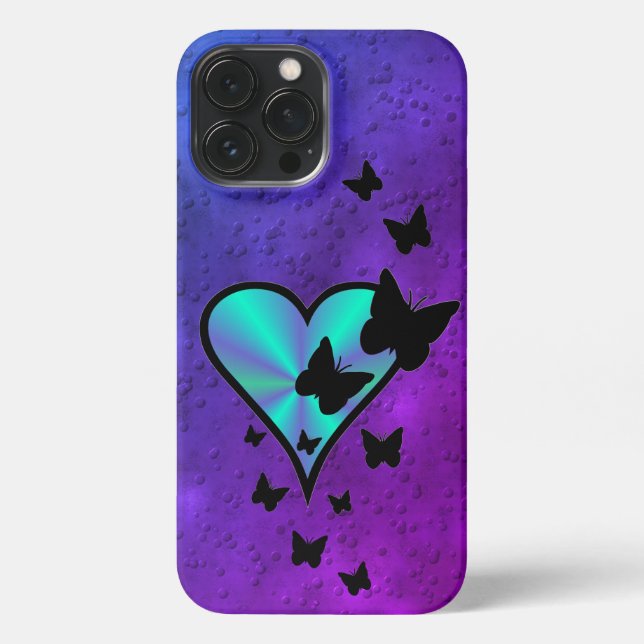 Rainbow Heart and Butterfly iPhone Case (Back)