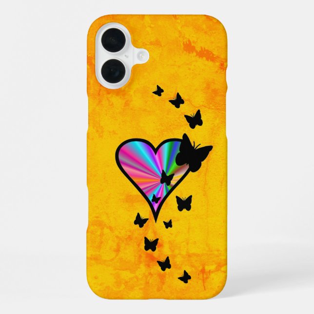Rainbow Heart and Butterfly iPhone Case (Back)