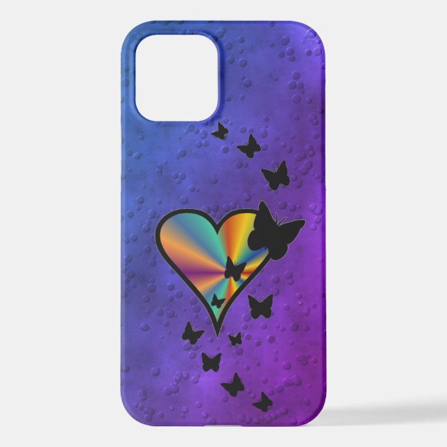 Rainbow Heart and Butterfly iPhone Case (Back)