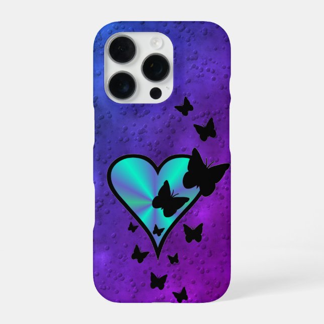Rainbow Heart and Butterfly iPhone Case (Back)