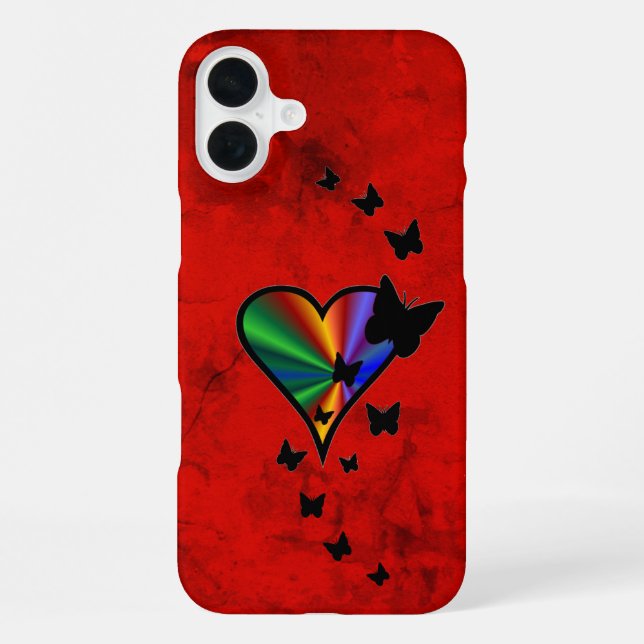 Rainbow Heart and Butterfly iPhone Case (Back)