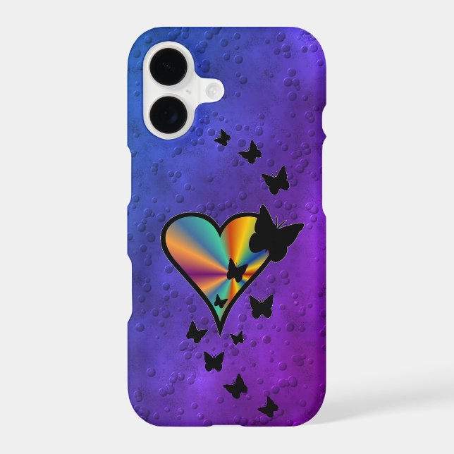 Rainbow Heart and Butterfly iPhone Case (Back)