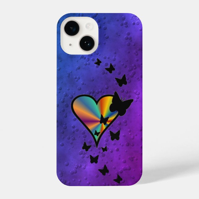 Rainbow Heart and Butterfly iPhone Case (Back)